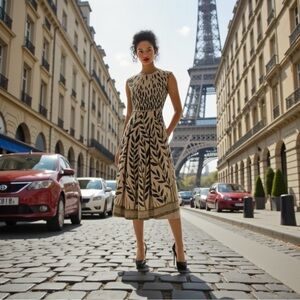 NWT FENDI Jacquard Fit & Flare Dress Size 46 $4,400.00